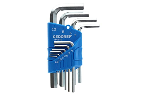 GEDORE 10-Piece Hexagon Allen key set in holder (1.3-10mm)