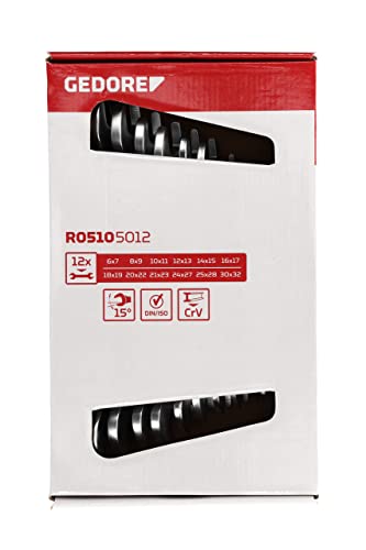 GEDORE-R05105012 RED Open ended spanner set size6-32mm 12pcs