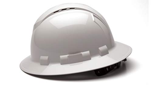 Pyramex Ridgeline Full Brim Hard Hat, Vented, 4-Point Ratchet Suspension