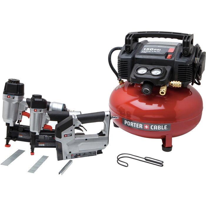 PORTER CABLE 6 Gal. 150 PSI Portable Electric Air Compressor Combo Kit