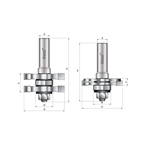 Freud 1-3/4 In. (Dia.) Adjustable Tongue & Groove Bit Set with 1/2 In. Shank