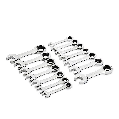 GEARWRENCH 14 Pc. 12 Point Stubby Ratcheting SAE/Metric Combination Wrench Set
