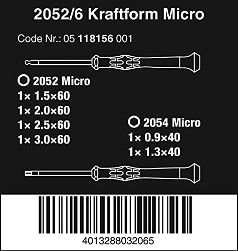 Wera Tools Micro Electronics Screwdriver Set and Rack, 6-Piece