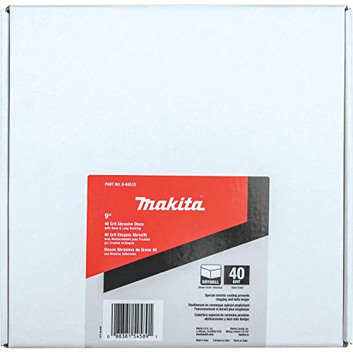 Makita 9" Round Abrasive Disc, Hook & Loop, 40 Grit (Pack of 25)