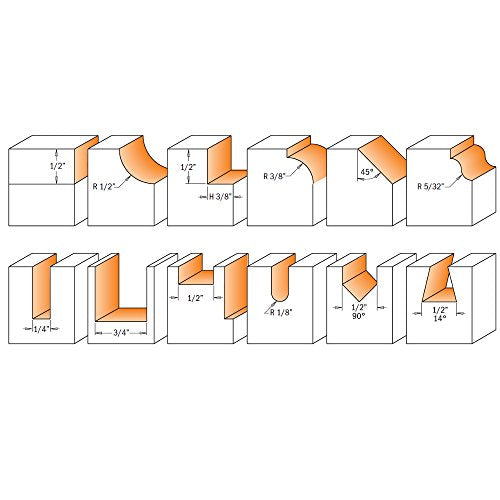 CMT 800.503.11 12-Piece Router Bit Set, 1/4-Inch Shank