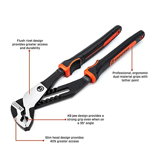 Crescent 10" Z2 K9 V-Jaw Dual Material Tongue and Groove Pliers