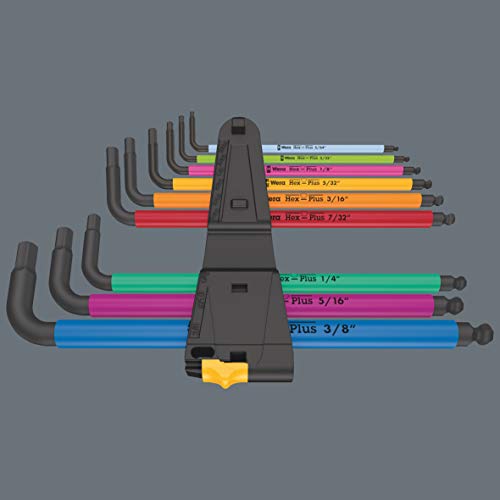 Wera Tools 9 Hex-Plus Multicolour Imperial 2 L-Key Set, Imperial, BlackLaser, 9 Pieces