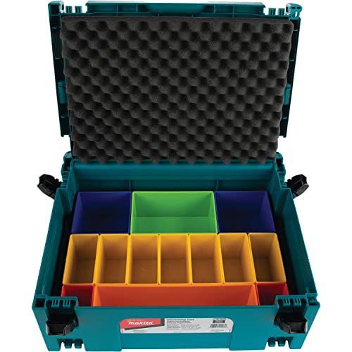 Makita MAKPAC Interlocking Case Insert Tray with Colored Compartments and Foam Lid