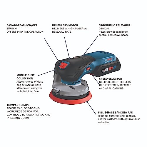 BOSCH 18V Brushless 5 In. Random Orbit Sander