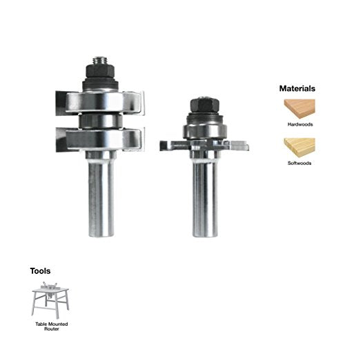 Freud 1-3/4 In. (Dia.) Adjustable Tongue & Groove Bit Set with 1/2 In. Shank