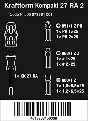 Wera Tools 6pc Kraftform Kompakt 27 RA 2 SB Compact Tool Set