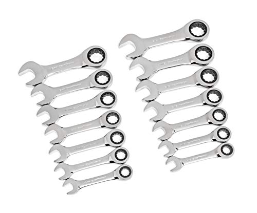 GEARWRENCH 14 Pc. 12 Point Stubby Ratcheting SAE/Metric Combination Wrench Set