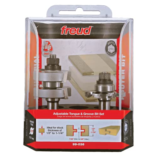 Freud 1-3/4 In. (Dia.) Adjustable Tongue & Groove Bit Set with 1/2 In. Shank