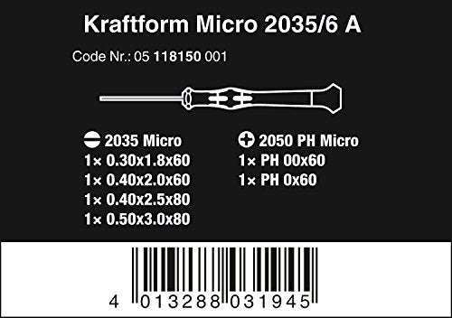 Wera Tools Micro Electronics Screwdriver Set and Rack, 6-Piece