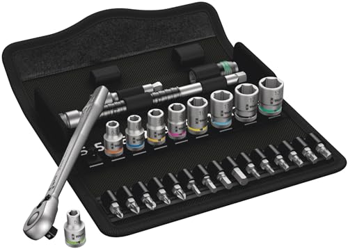 Wera 05004018001 8100 SA 8 Zyklop Metal Ratchet Set with switch lever, 1/4" drive, metric 28 pieces