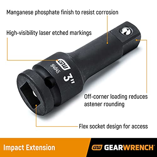 GEARWRENCH 4-Piece 3/8" Drive Impact Extension Set, 3", 6", 10" & 15"