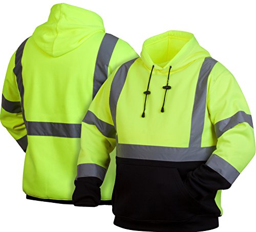 Pyramex Hi-Vis Lime SAFETY Pullover Sweatshirt with Black Bottom (Adult Large)