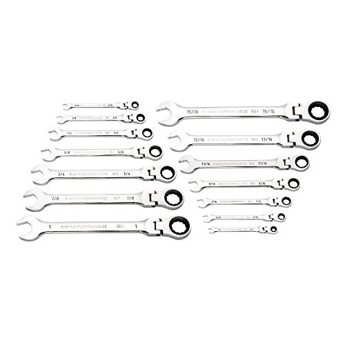 GEARWRENCH 14-Piece 90-Tooth 12 Point Wrench, Ratchet Flex Combo Set