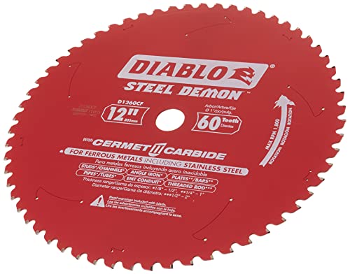 DIABLO 12" 60T - Steel Demon Saw Blade for Ferrous Metals, 1" Arbor