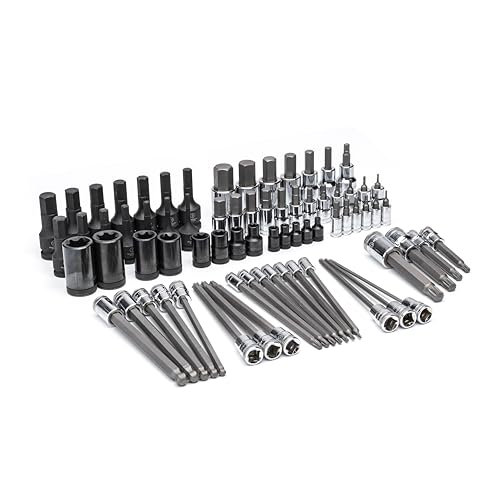 GEARWRENCH 74-Piece 1/4”, 3/8”, 1/2” Drive Metric Bit Socket Set in Foam Storage Tray