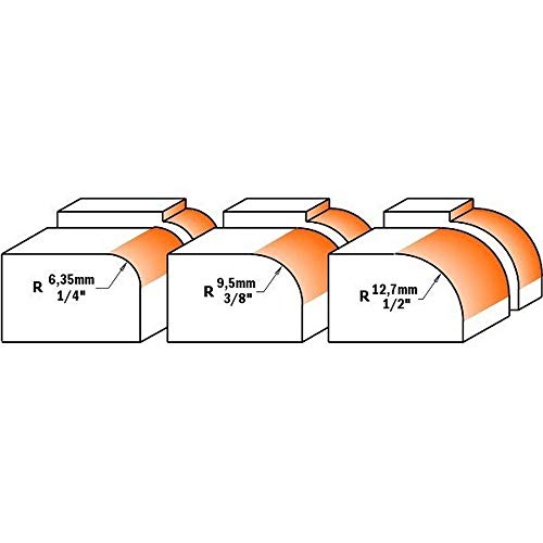 CMT 838.501.11 3-Piece Roundover Bit Set, 1/2-Inch Shank, Carbide-Tipped