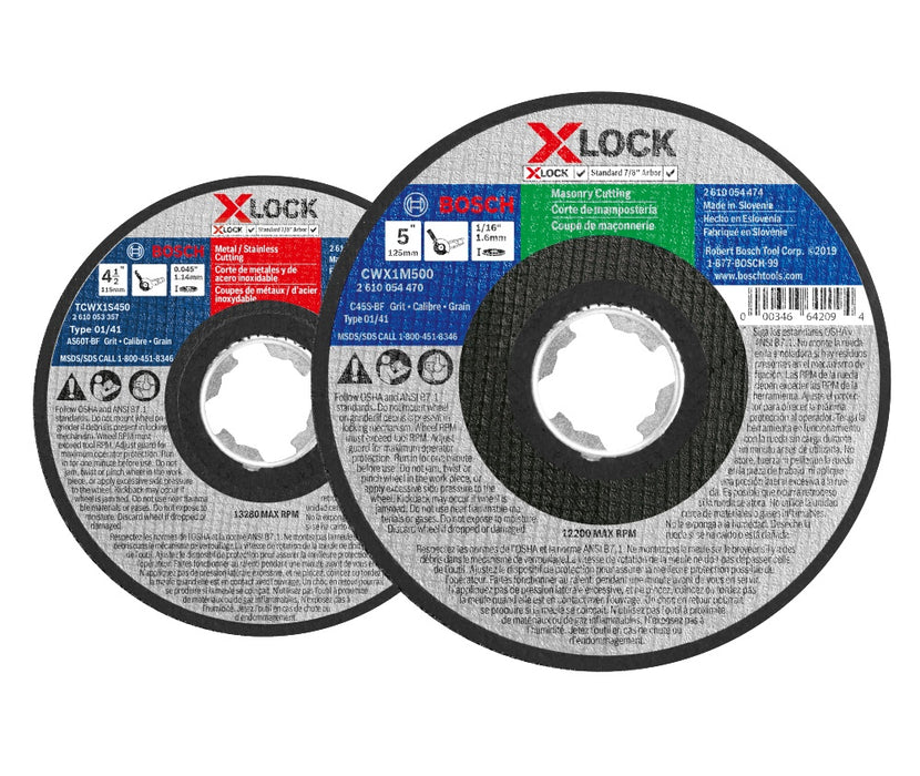 Bosch (CWX1M450) 4-1/2 In. x 1/16 In. X-LOCK Arbor Type 1A (ISO 41) 24 Grit Masonry Cutting Abrasive Wheel