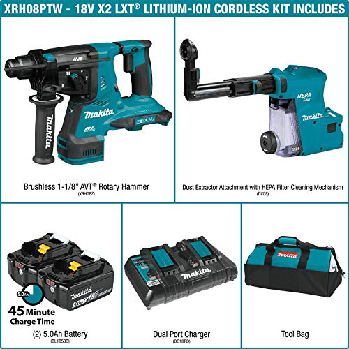 Makita 18V (X2 36V) LXT Lithium-Ion Brushless Cordless 1-1/8" AVT Rotary Hammer, accepts SDS-PLUS bits