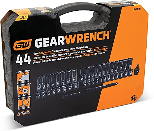 GEARWRENCH 44-Piece 3/8in Drive 6-Point Standard & Deep Impact SAE/Metric Socket Set