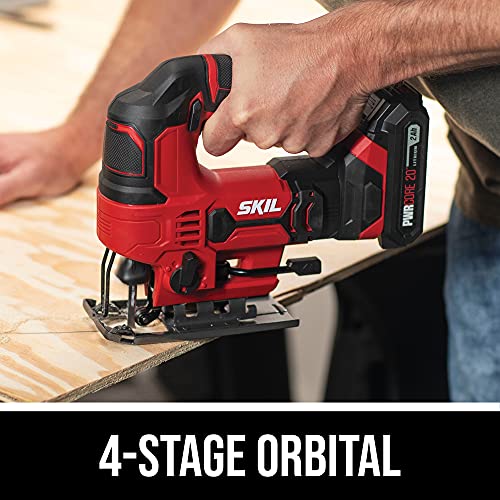 SKIL PWR CORE 20V 7/8 In. Stroke Length Jigsaw with 2.0Ah Lithium Battery and Charger