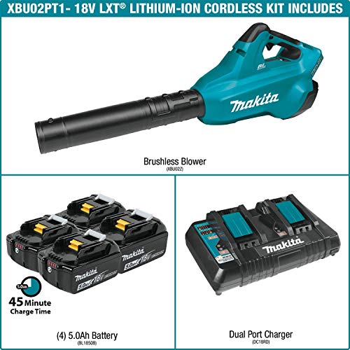 Makita 18V X2 (36V) LXT Lithium-Ion Brushless Cordless Blower Kit with 4 Batteries (5.0Ah)