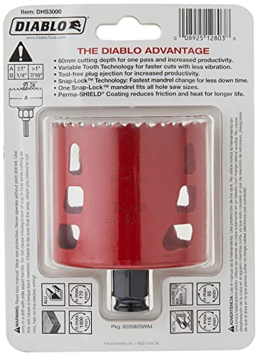 Diablo Tools 3 in. x 2-3/8 in. High Performance Bi-Metal Hole Saw