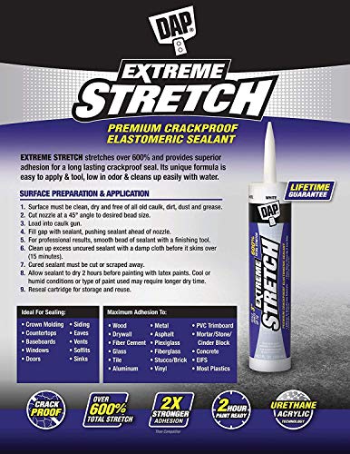 Dap 12 Pack 10.1 oz. Extreme Stretch Premium Crackproof Elastomeric Sealant, White