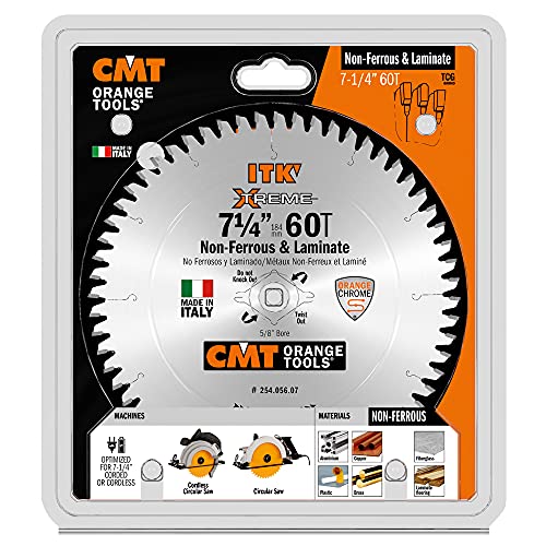 CMT ITK Industrial Non-Ferrous Metal and Melamine Blade and 7-1/4-Inch Diameter by 56 Teeth with 5/8-Inch Bore, PTFE-Coated