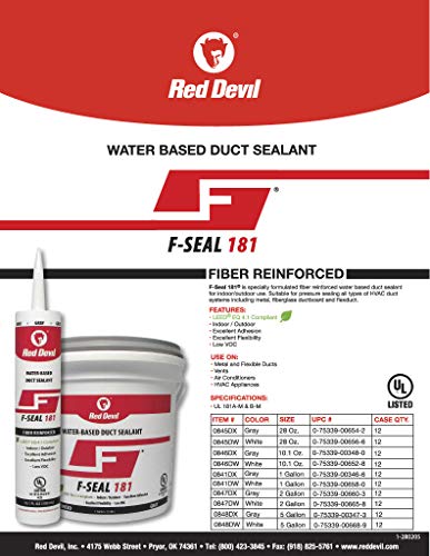 Red Devil F-Seal 181 Fiber Reinforced Water Based Duct Sealant, 1 Gallon, Gray