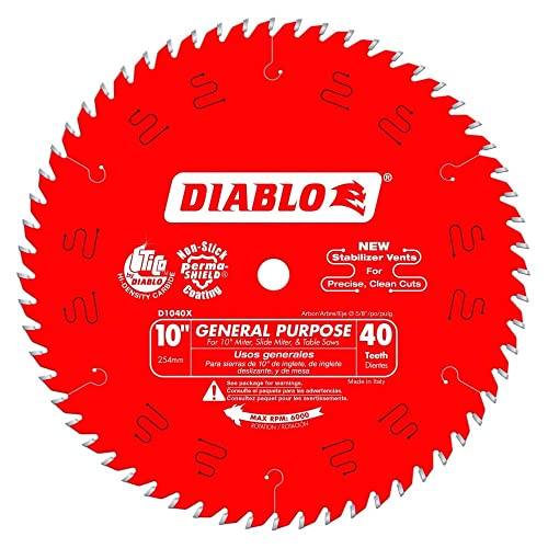 Freud Diablo 10-Inch 40-Tooth ATB General Purpose Saw Blade with 5/8-Inch Arbor and PermaShield Coating