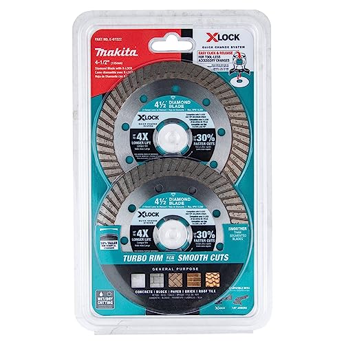 Makita X-LOCK 4-1/2in Turbo Rim Diamond Blade for Masonry Cutting (2-Pack)