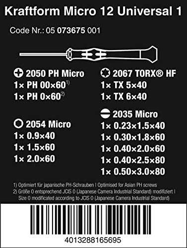 Wera Tools 73675 Kraftform Micro Precision Screwdriver Set, 12 Pieces