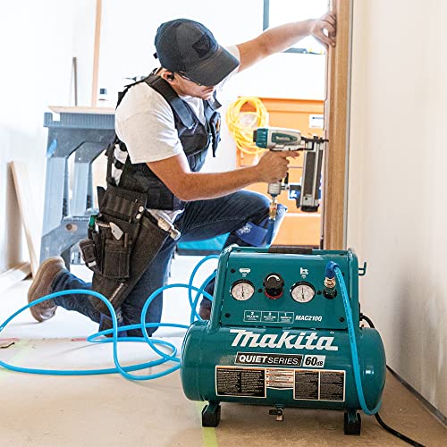 Makita Quiet Series, 1 HP, 2 Gallon, Oil-Free, Electric Air Compressor