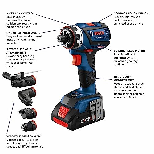 Bosch 18V Drill/Driver Combo Kit with 5-In-1 Flexiclick System and (1) CORE18V 4 Ah Advanced Power Battery