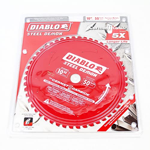 Diablo 10 in. x 50 Tooth Steel Demon Cermet II Saw Blade for Metals and Stainless Steel