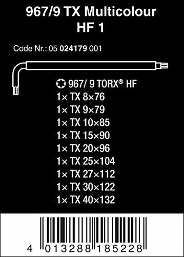 Wera Tools Torx L-Key Set 967 Sl/9 with Holding Function