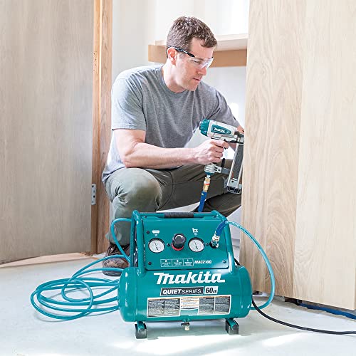 Makita Quiet Series, 1 HP, 2 Gallon, Oil-Free, Electric Air Compressor