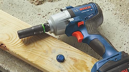 BOSCH 18V Brushless Connected-Ready 1/2 In. Mid-Torque Impact Wrench Kit with Friction Ring and Thru-Hole and (2) CORE18V 4 Ah Batteries