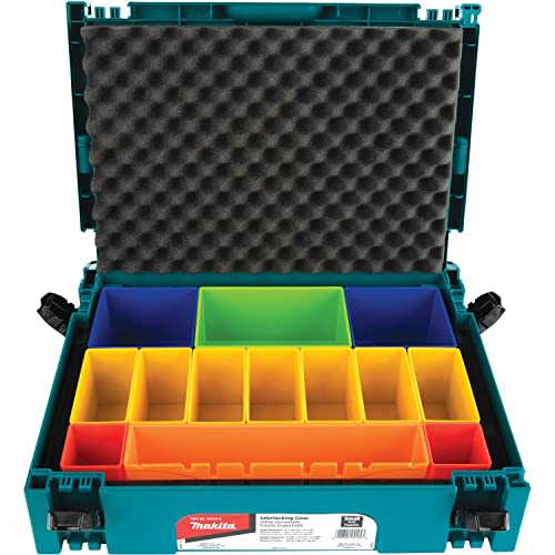 Makita MAKPAC Interlocking Case Insert Tray with Colored Compartments and Foam Lid