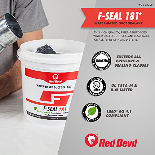 Red Devil F-Seal 181 Fiber Reinforced Water Based Duct Sealant, 1 Gallon, Gray