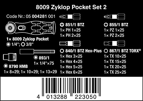 Wera Tools Zyklop Pocket Set 2, Ratchet set, 18 pieces