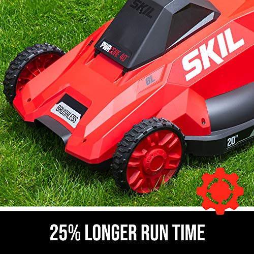 SKIL PWR CORE 20 Brushless 18 In. Lawn Mower Kit, Includes Two 4.0 Ah Batteries and Dual Port Charger