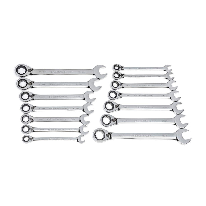 GEARWRENCH 14 Pc. 12 Point SAE/Metric Reversible Ratcheting Combination Wrench Set