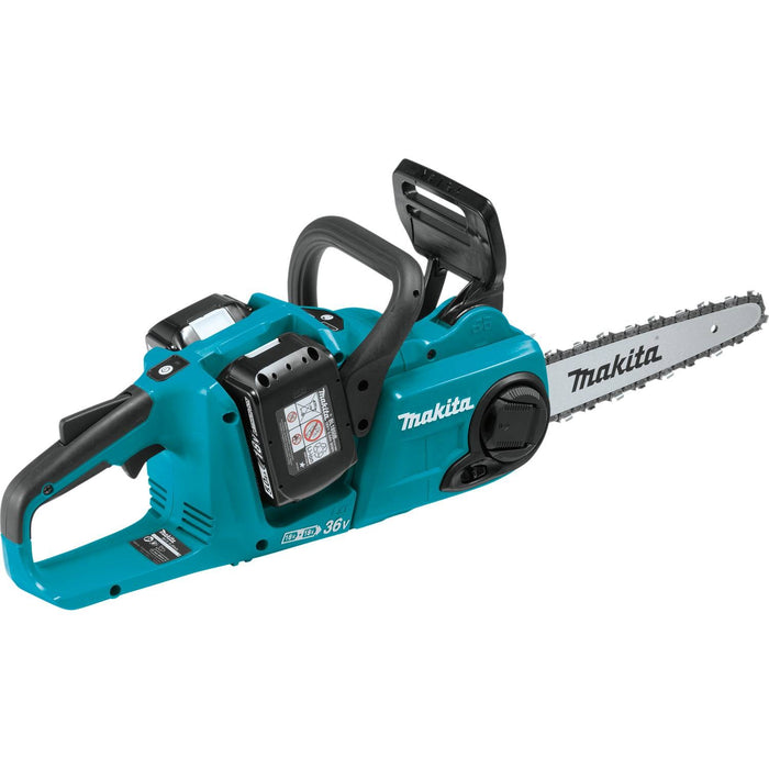 Makita 18V LXT Brushless 14" Chain Saw Kit, dual port charger (5.0Ah)