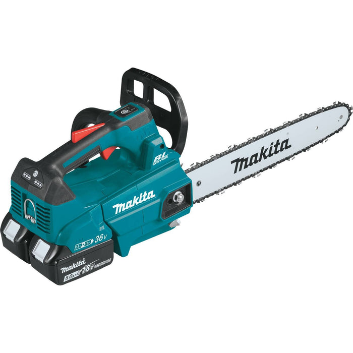 Makita 18V LXT Brushless 16" Top Handle Chain Saw Kit, dual port charger (5.0Ah)